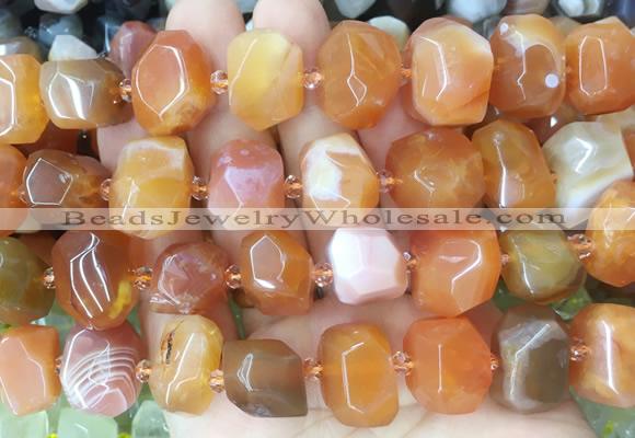 AGBS238 15 inches 12*16mm - 13*18mm faceted nuggets red botswana agate beads