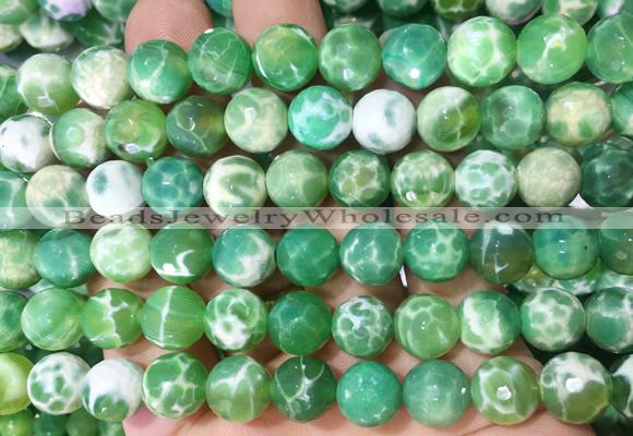 AGBS294 15 inches 10mm faceted round green dragon veins agate beads wholesale