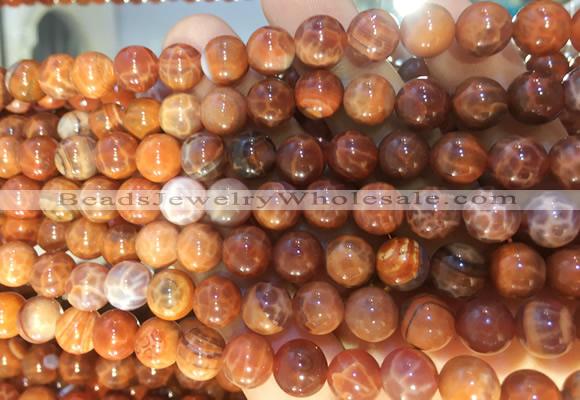 AGBS314 15 inches 8mm round red dragon veins agate beads wholesale