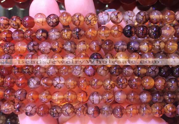 AGBS330 15 inches 6mm round coffee dragon veins agate beads wholesale
