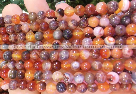 AGBS336 15 inches 6mm round coffee dragon veins agate beads wholesale