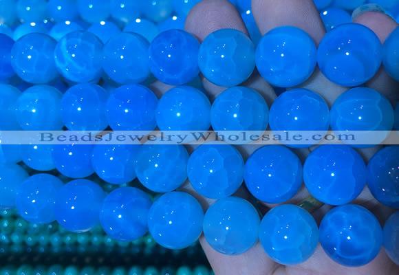 AGBS353 15 inches 14mm round blue dragon veins agate beads wholesale