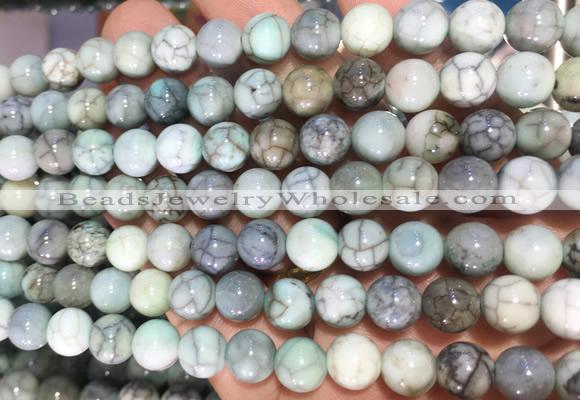 AGBS360 15 inches 8mm round green dragon veins agate beads wholesale