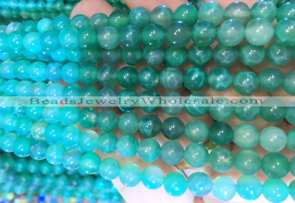 AGBS385 15 inches 6mm round green dragon veins agate beads wholesale
