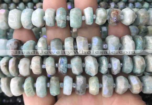 AMBS10 15 inches 6*11mm - 8*12mm faceted nuggets AB-color amazonite beads