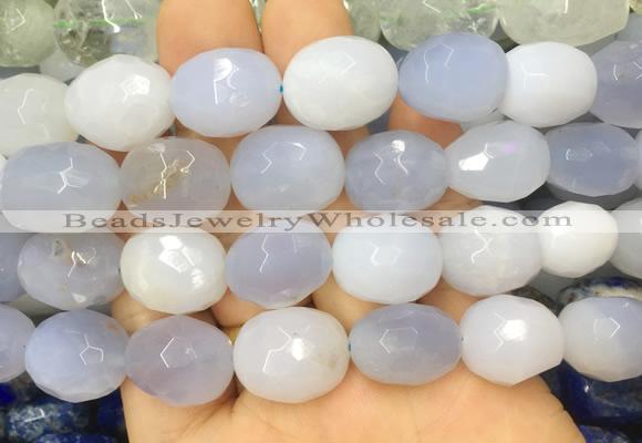 BCBS21 15 inches 12*16mm - 13*18mm faceted nuggets blue chalcedony beads