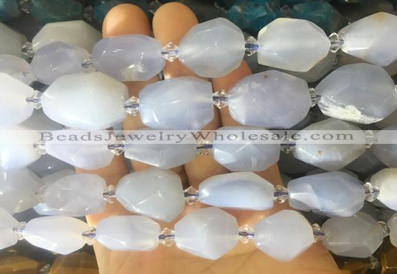 BCBS23 15 inches 12*16mm - 15*20mm faceted nuggets blue chalcedony beads