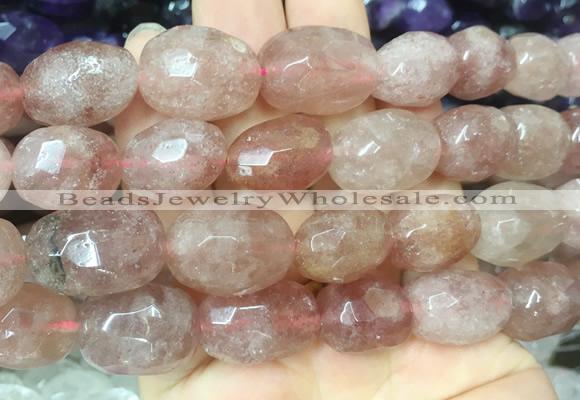 BQBS02 15 inches 12*16mm - 13*18mm faceted nuggets red strawberry quartz beads