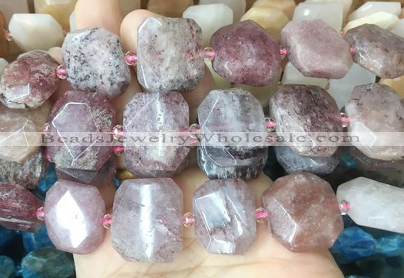 BQBS04 15 inches 15*20mm - 18*25mm faceted freeform red strawberry quartz beads