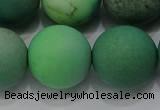 CAA1155 15.5 inches 14mm round matte grass agate beads wholesale