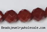 CAA120 15.5 inches 14mm faceted round red agate gemstone beads