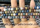CAA1281 15.5 inches 6mm round matte plated druzy agate beads