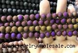 CAA1294 15.5 inches 8mm round matte plated druzy agate beads