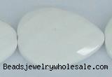 CAA15 15.5 inches 30*40mm faceted flat teardrop white agate beads