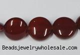 CAA157 15.5 inches 15mm flat round red agate gemstone beads