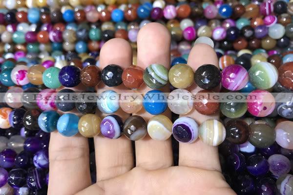 CAA1682 15.5 inches 10mm faceted round banded agate beads