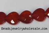 CAA180 15.5 inches 14*14mm faceted heart red agate gemstone beads