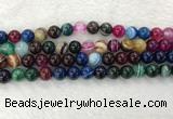 CAA2033 15.5 inches 10mm round banded agate gemstone beads