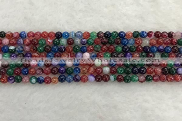 CAA2040 15.5 inches 4mm round banded agate gemstone beads