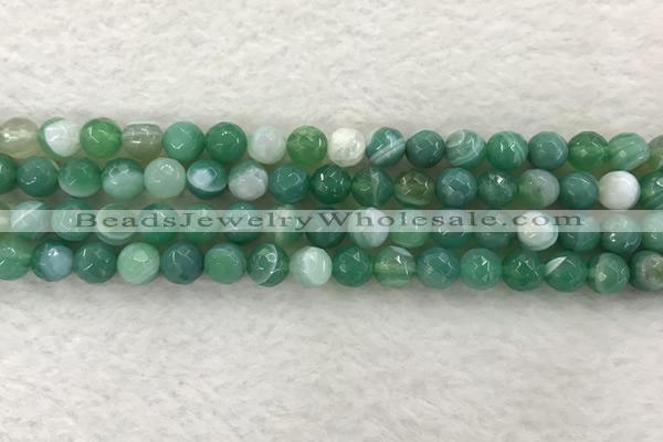 CAA2279 15.5 inches 8mm faceted round banded agate beads