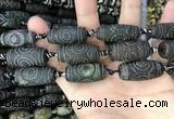 CAA2673 15.5 inches 12*30mm - 14*30mm rice tibetan agate dzi beads