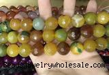 CAA3450 15 inches 16mm faceted round agate beads wholesale