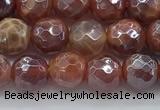 CAA3509 15.5 inches 6mm faceted round AB-color fire agate beads