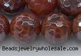 CAA3513 15.5 inches 14mm faceted round AB-color fire agate beads