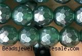 CAA3543 15.5 inches 6mm faceted round AB-color green agate beads