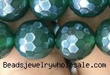 CAA3545 15.5 inches 10mm faceted round AB-color green agate beads