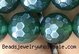 CAA3546 15.5 inches 12mm faceted round AB-color green agate beads