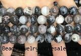 CAA3595 15.5 inches 12mm round black zebra agate beads wholesale