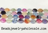 CAA4419 15.5 inches 15mm flat round agate druzy geode beads
