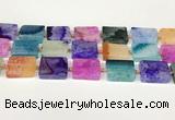 CAA4427 15.5 inches 15*20mm rectangle agate druzy geode beads