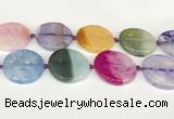 CAA4435 15.5 inches 35mm flat round agate druzy geode beads