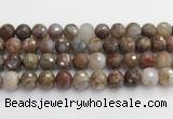 CAA5013 15.5 inches 12mm faceted round flower agate beads