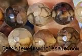 CAA5062 15.5 inches 6mm faceted round dragon veins agate beads