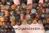 CAA5066 15.5 inches 14mm faceted round dragon veins agate beads