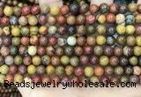 CAA5132 15.5 inches 4mm round red moss agate beads wholesale