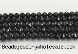 CAA5339 15.5 inches 10mm faceted round black onyx beads wholesale