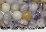 CAA5485 15 inches 4mm round purple flower stone beads