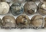 CAA5532 15 inches 10mm faceted round fire crackle agate beads