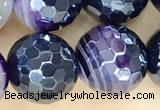 CAA5595 15 inches 8mm faceted round AB-color banded agate beads