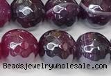 CAA5601 15 inches 8mm faceted round AB-color banded agate beads