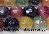 CAA5611 15 inches 8mm faceted round AB-color banded agate beads
