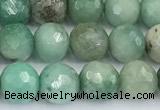 CAA5705 15 inches 6mm faceted round green grass agate beads