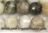 CAA5805 15 inches 6mm faceted round bamboo leaf agate beads
