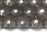 CAA5944 15 inches 8mm faceted round AB-color grey agate beads