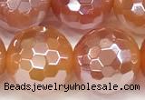 CAA5972 15 inches 12mm faceted round AB-color line agate beads