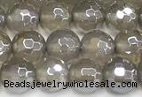 CAA6038 15 inches 6mm faceted round AB-color grey agate beads